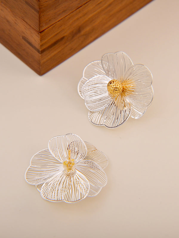 Contrast Color Flower Shape Hollow Earrings Accessories