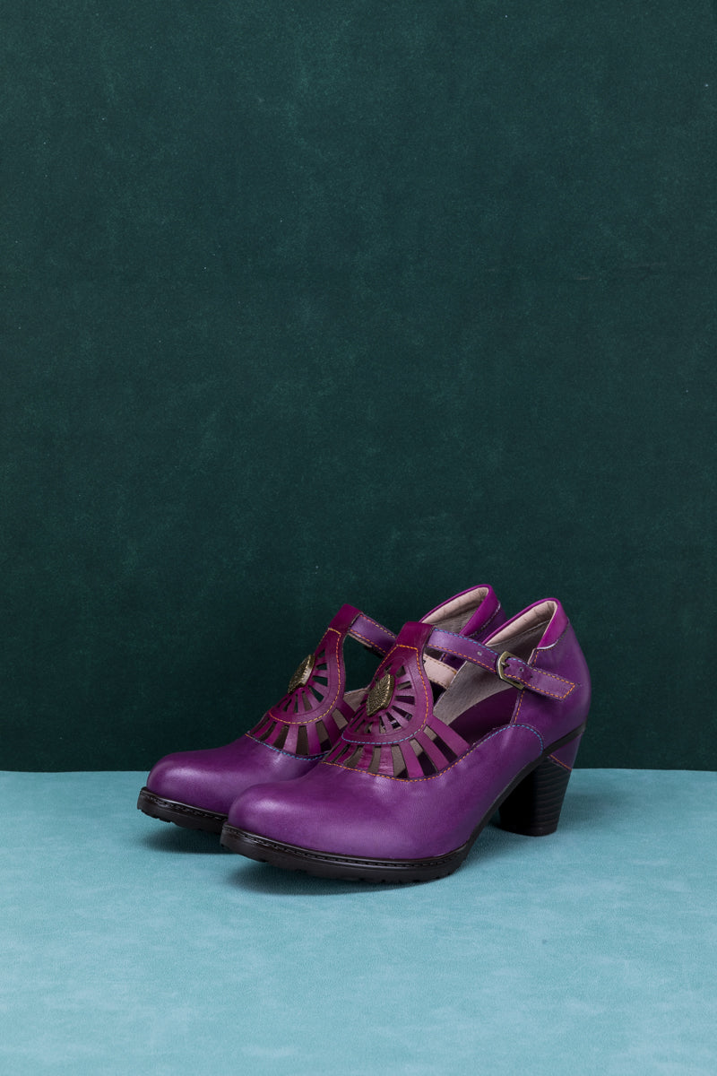 SOFFIA | RADIANT CUTOUT LEATHER PUMP - PURPLE