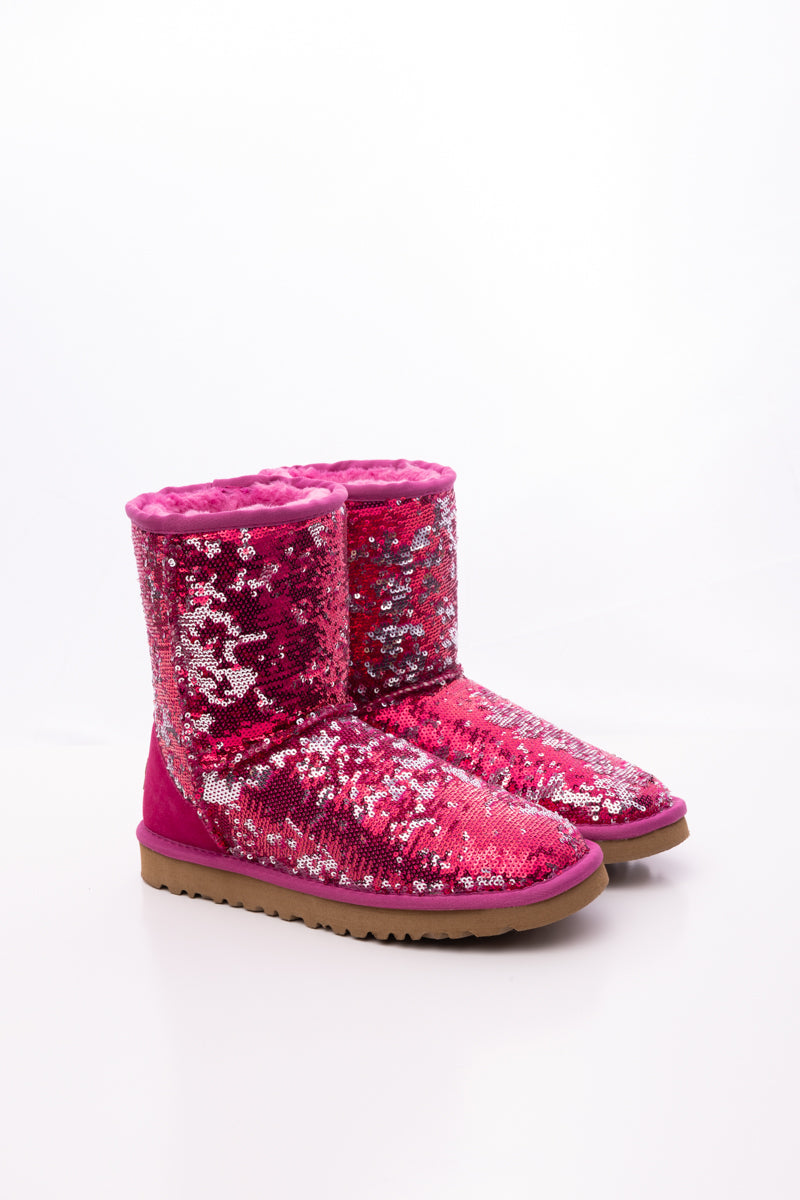 Smaibulun Ugg | Dallas Glam Sequin Shearling Boots - Rose Pink