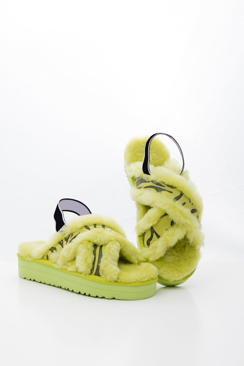 Smaibulun Ugg | Roar Wool Lined Criss-Cross Strap Slipper - Green