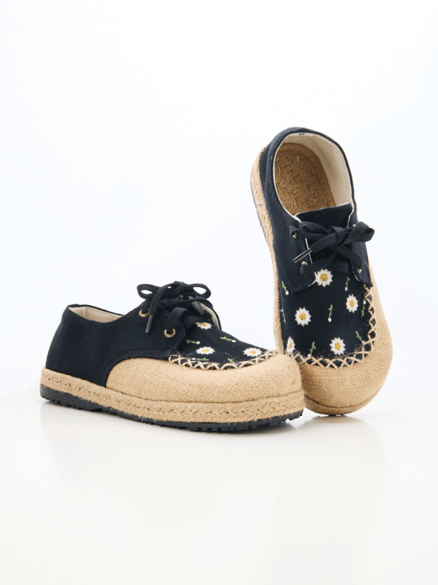 Cactus Rose | Irena Daisy Linen Espadrille - Black