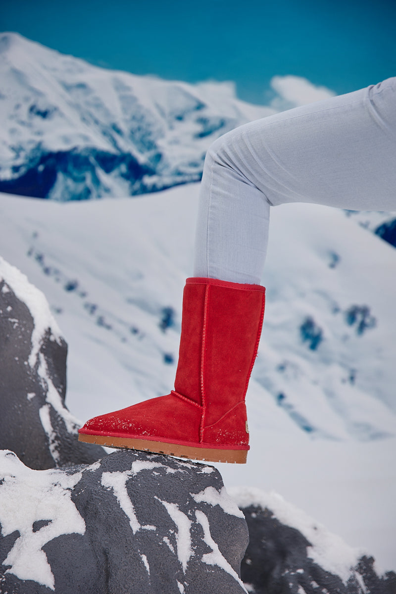 SMAIBULUN Ugg | CLASSIC SUEDE MID-LENGTH BOOTS - RED