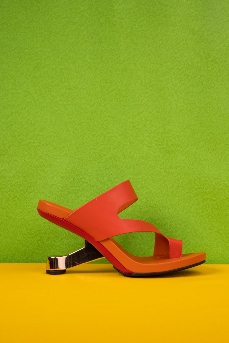 Jady Rose | Cozumel Ring-Toe Leather Heels - Orange