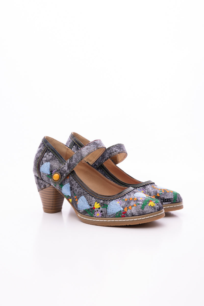 SOFFIA | GEORGINA FLORAL LEATHER PUMP