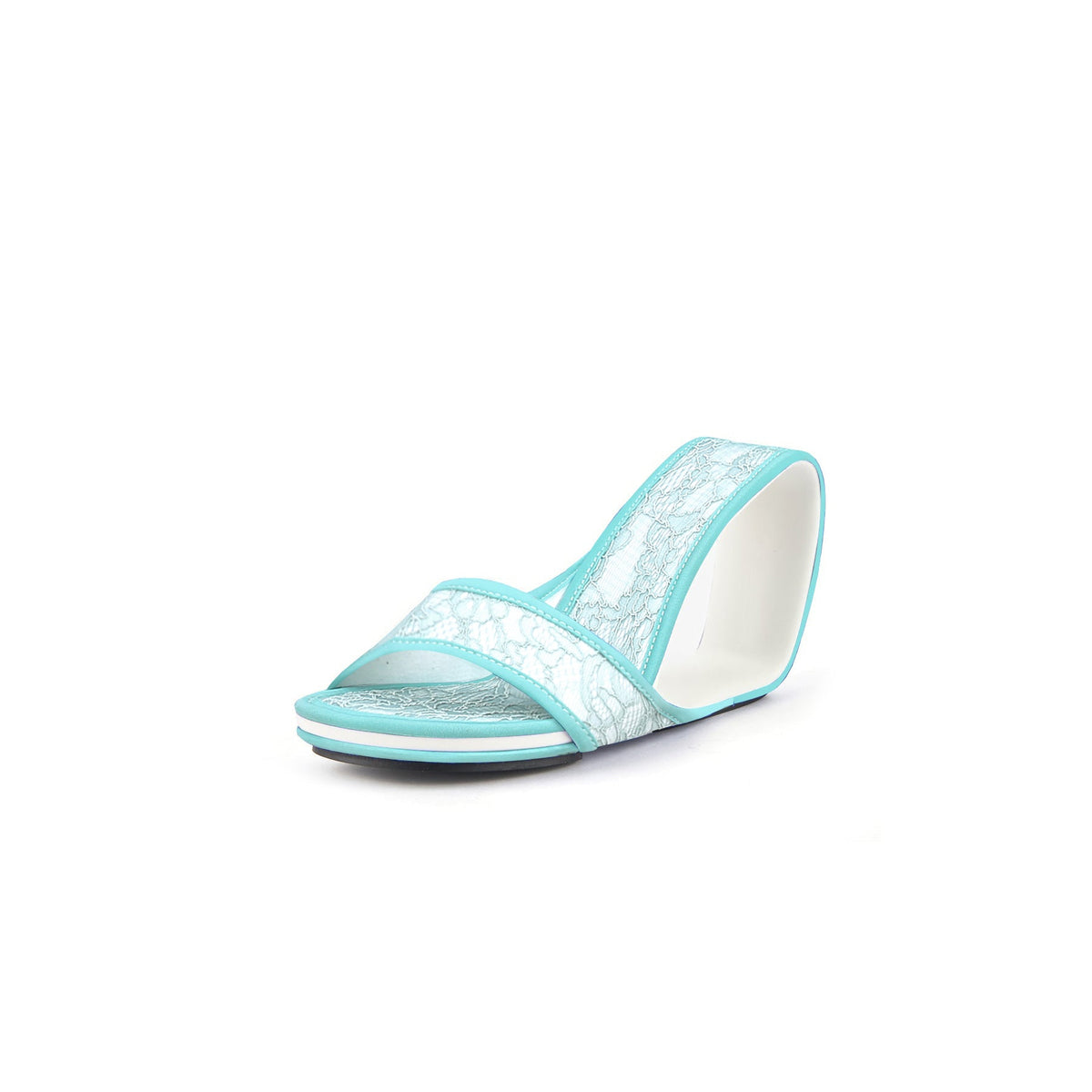 JADY ROSE | SOLANAH MARBLING LACE UPPER WEDGE SLIDE - BLUE