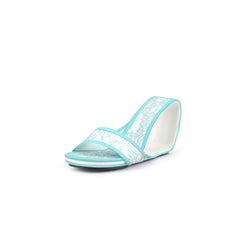 JADY ROSE | SOLANAH MARBLING LACE UPPER WEDGE SLIDE - BLUE