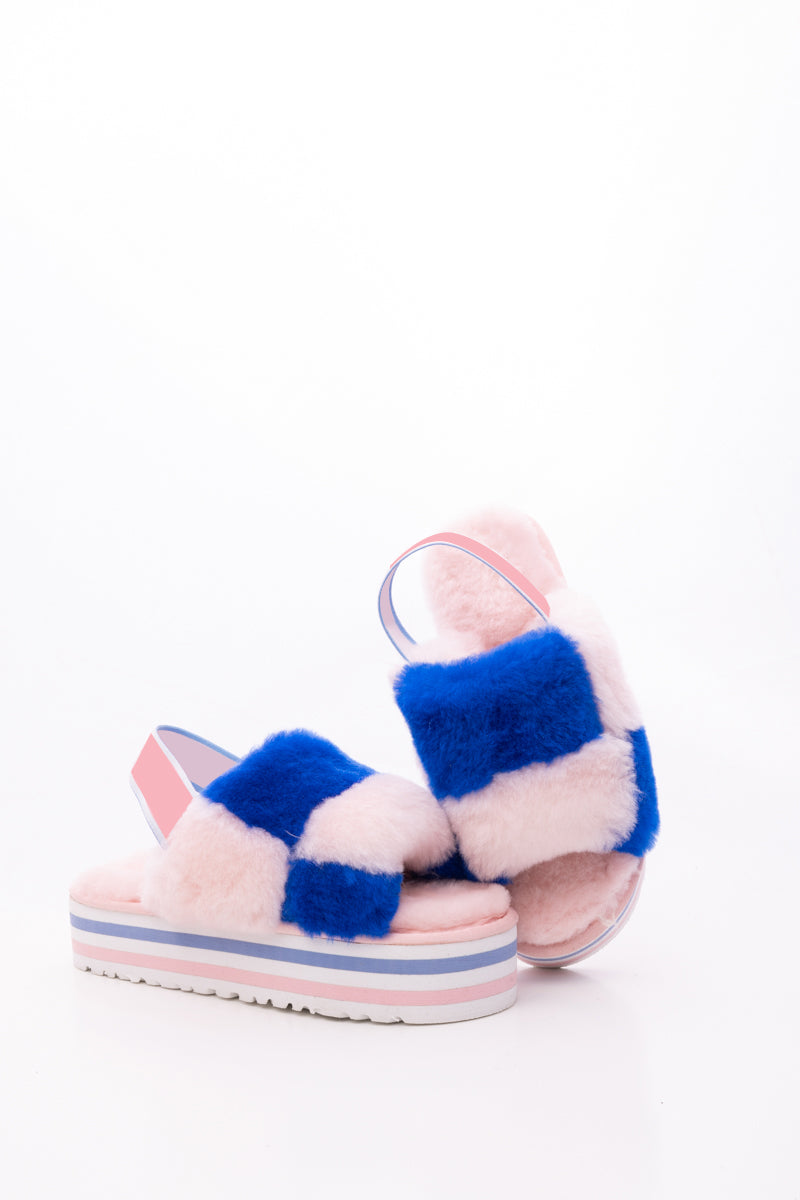 Smaibulun Ugg | Harmony Contrast Woolen Platform Slipper - Pink