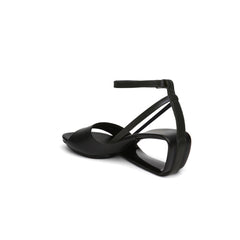 Jady Rose | Chanice Ankle Strap Leather Wedge Sandal - Black