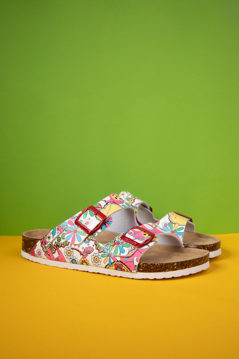 MAIBULUN | Lovey Dovey Floral Printed Double Strap Sandal