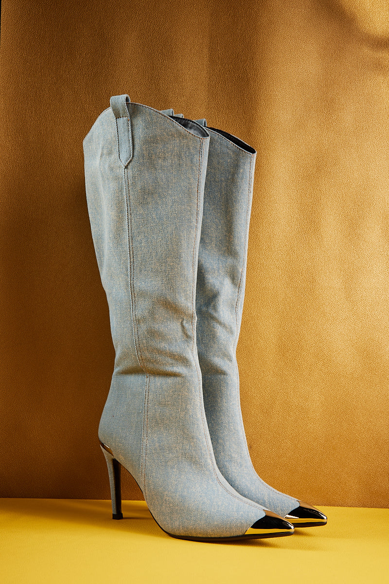 Jady Rose | Dockweiler Knee High Denim Cowboy Boots