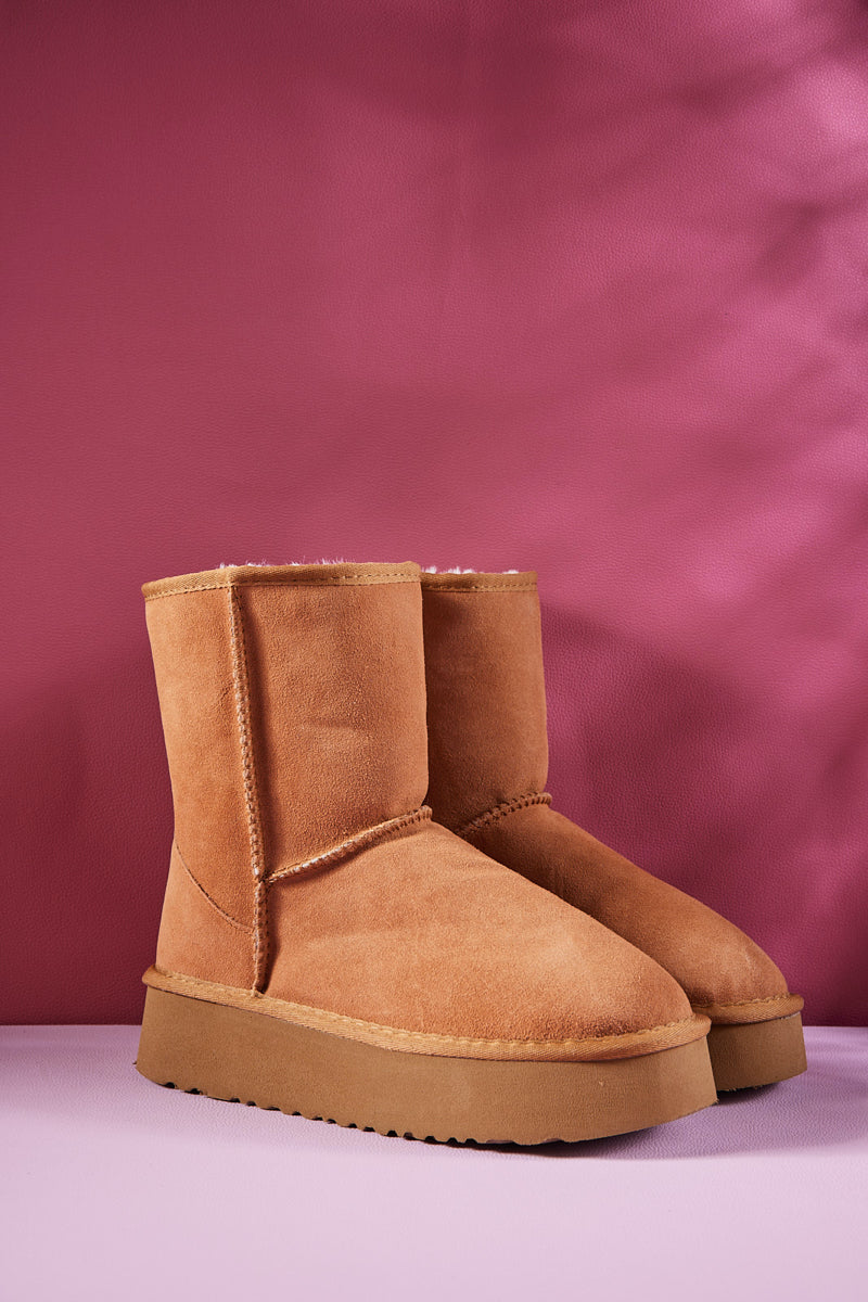 Smaibulun Ugg | Cloud Nine Platform Mini Boots - Chestnut