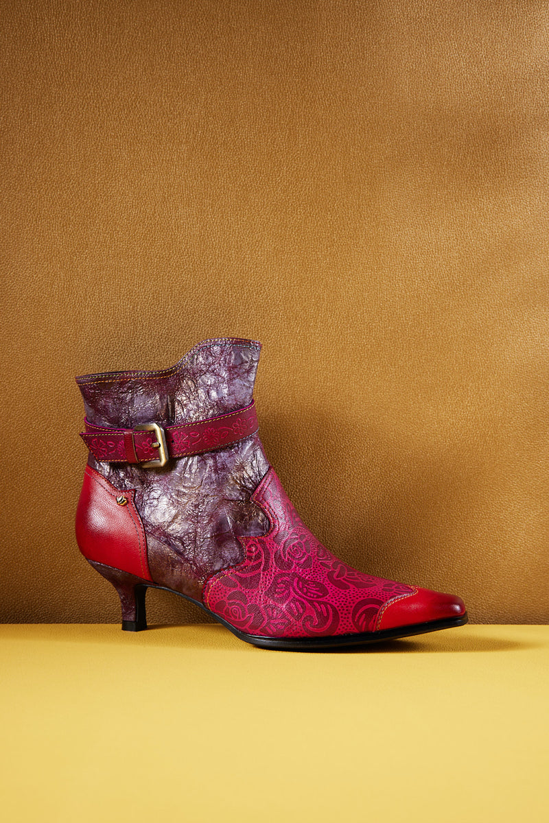 Soffia | Bella Rose Distress Leather Ankle Boots