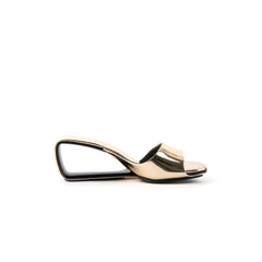 JADY ROSE | MADEMOISELLE BELLE LEATHER WEDGE SLIDE - GOLD