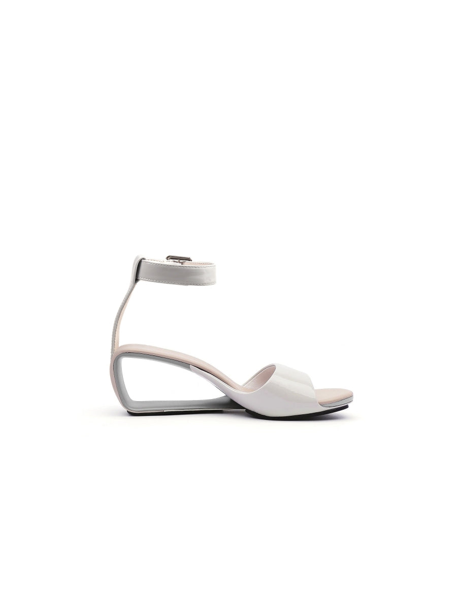 JadyRose | Elevator Heel Genuine Leather Ivory Ankle Strap