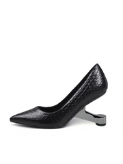 JADY ROSE | Nellie Engraved Leather Pump - Black