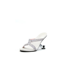 JADY ROSE | SHAMIRA SHIMMER STRAP LEATHER SANDAL- SILVER