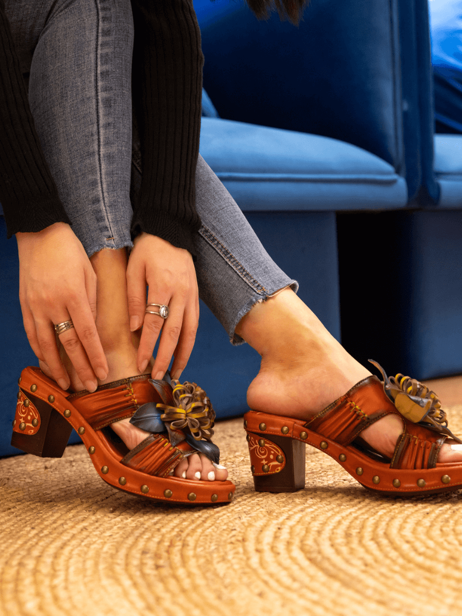 SOFFIA | WISH UPON A DREAM STUDDED FLORAL LEATHER MULE