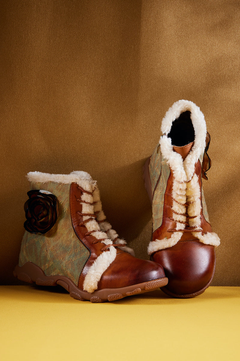 Soffia | Wildrose Shearling Leather Combat Boots