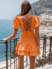 Always A Good Time Smocked Mini Dress - Orange