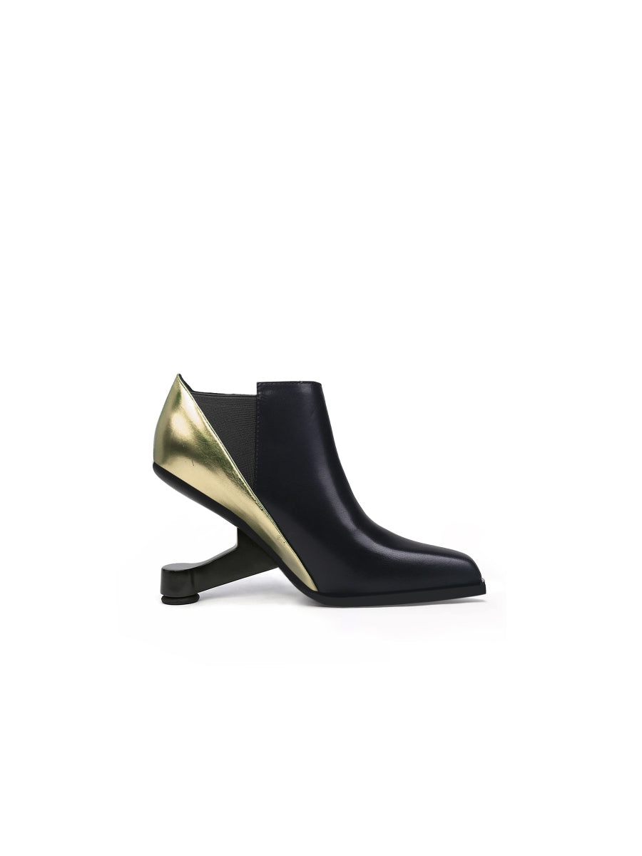 JadyRose | Black Gold Contrast Elevator Heel Ankle Boot