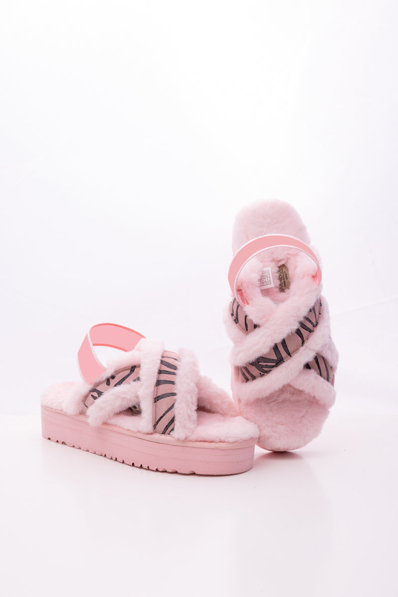 Smaibulun Ugg | Roar Wool Lined Criss-Cross Strap Slipper - Pink