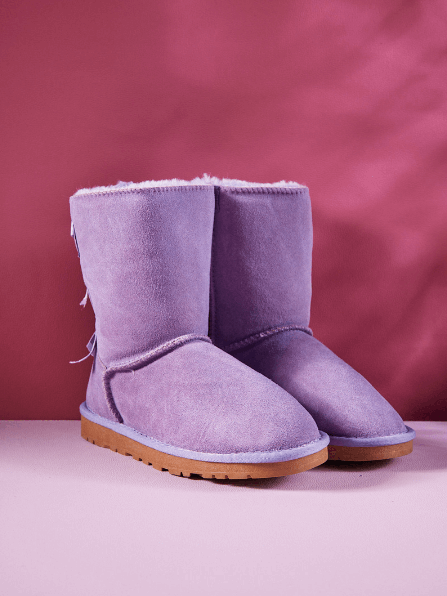 Smaibulun Ugg | Serenity Striped Bailey Bow Shearling Boots - Purple