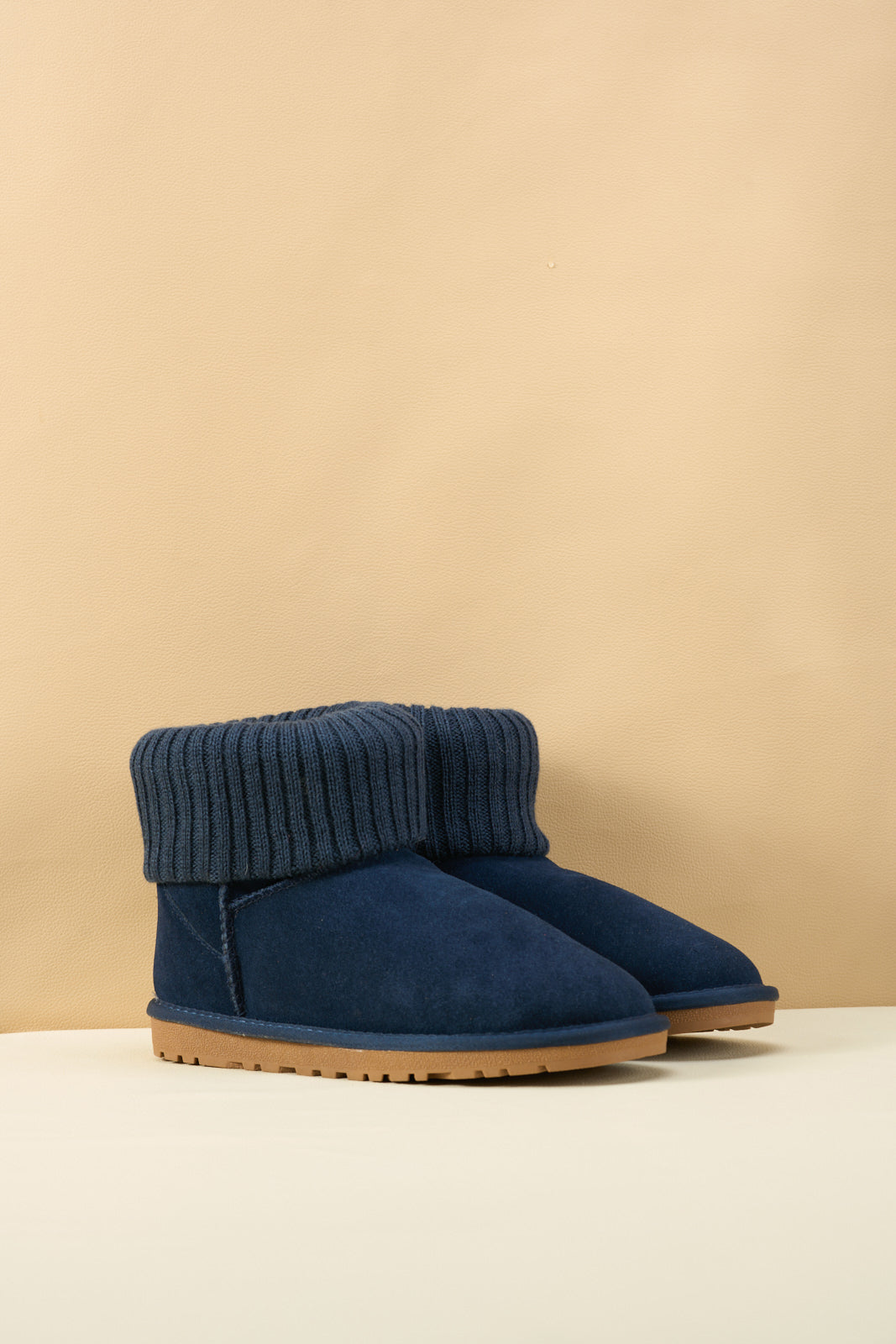 SMAIBULUN Ugg | Ankle Knit Stocking Mini Boots - Navy