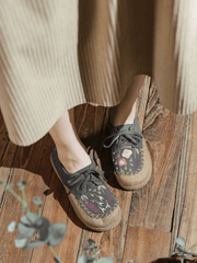 CACTUS ROSE | GARDEN EMBROIDERED LINEN ESPADRILLE SNEAKER - GREY