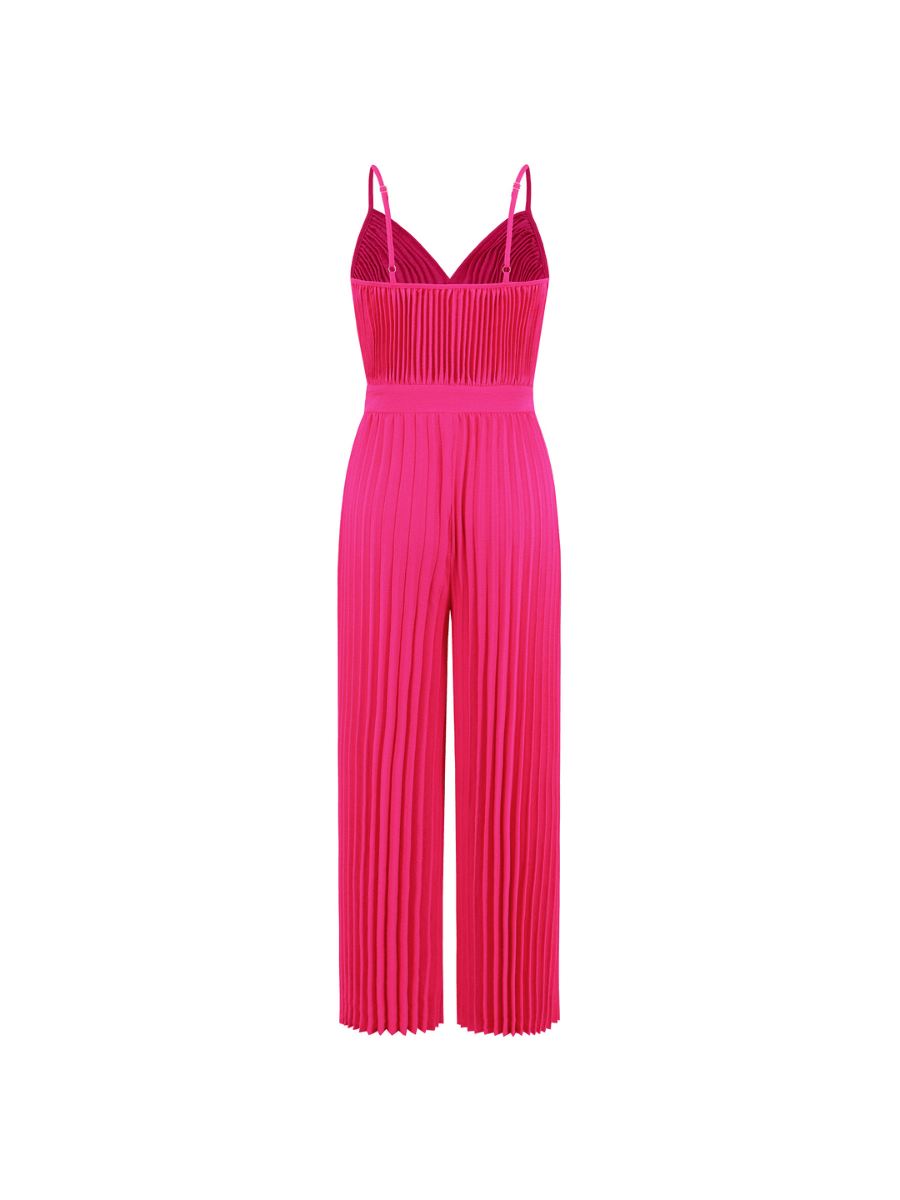 Felicia Plisse Relaxed Jumpsuit - Fuchsia