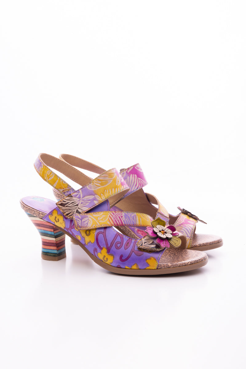 SOFFIA | MIDNIGHT SOL FLORAL LEATHER SLINGBACK SANDAL