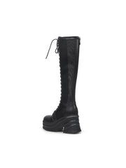 JADYROSE | LALLIE BLACK CHUNKY HEEL KNEE HIGH BOOT