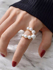 Adjustable Geometric Imitation Pearl Rings Accessories