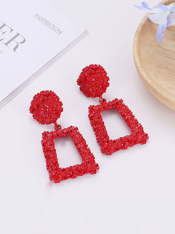 Geometric Hollow Solid Color Drop Earrings