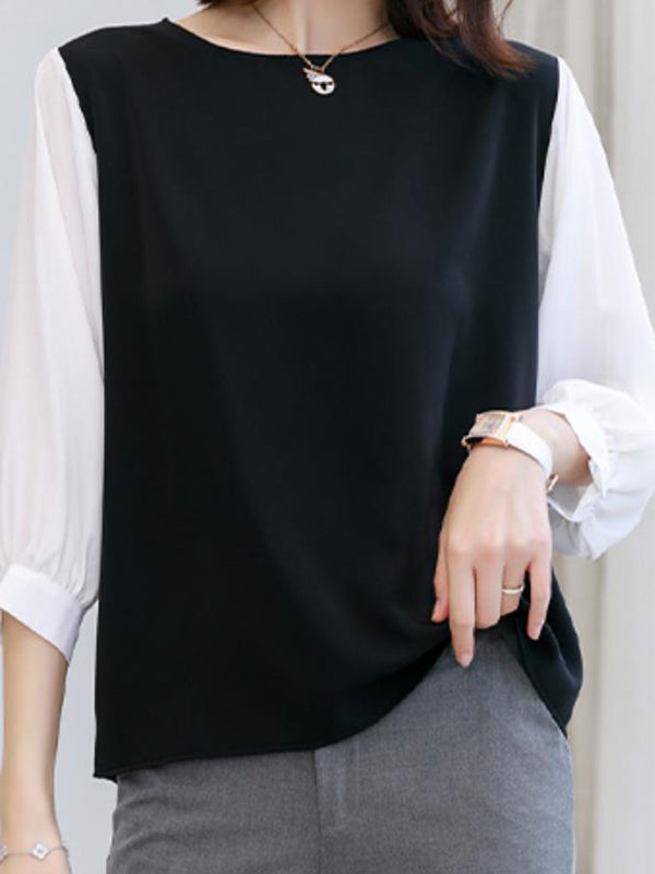 Half Sleeves Loose Split-Joint Round-Neck T-Shirts