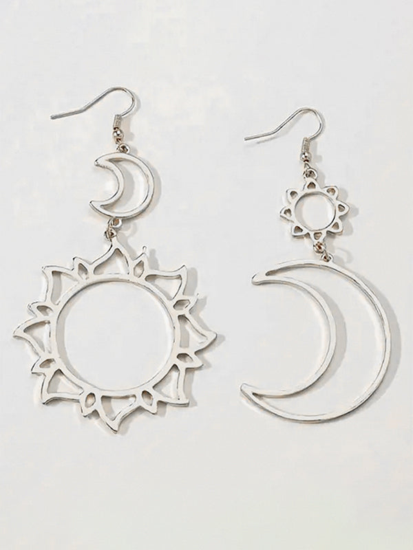 Hollow Solid Color Sun&Moon Tasseled Eardrop Accessories