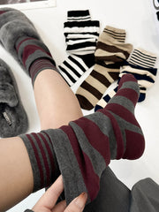 Contrast Color Split-Joint Striped Patterns Socks Accessories