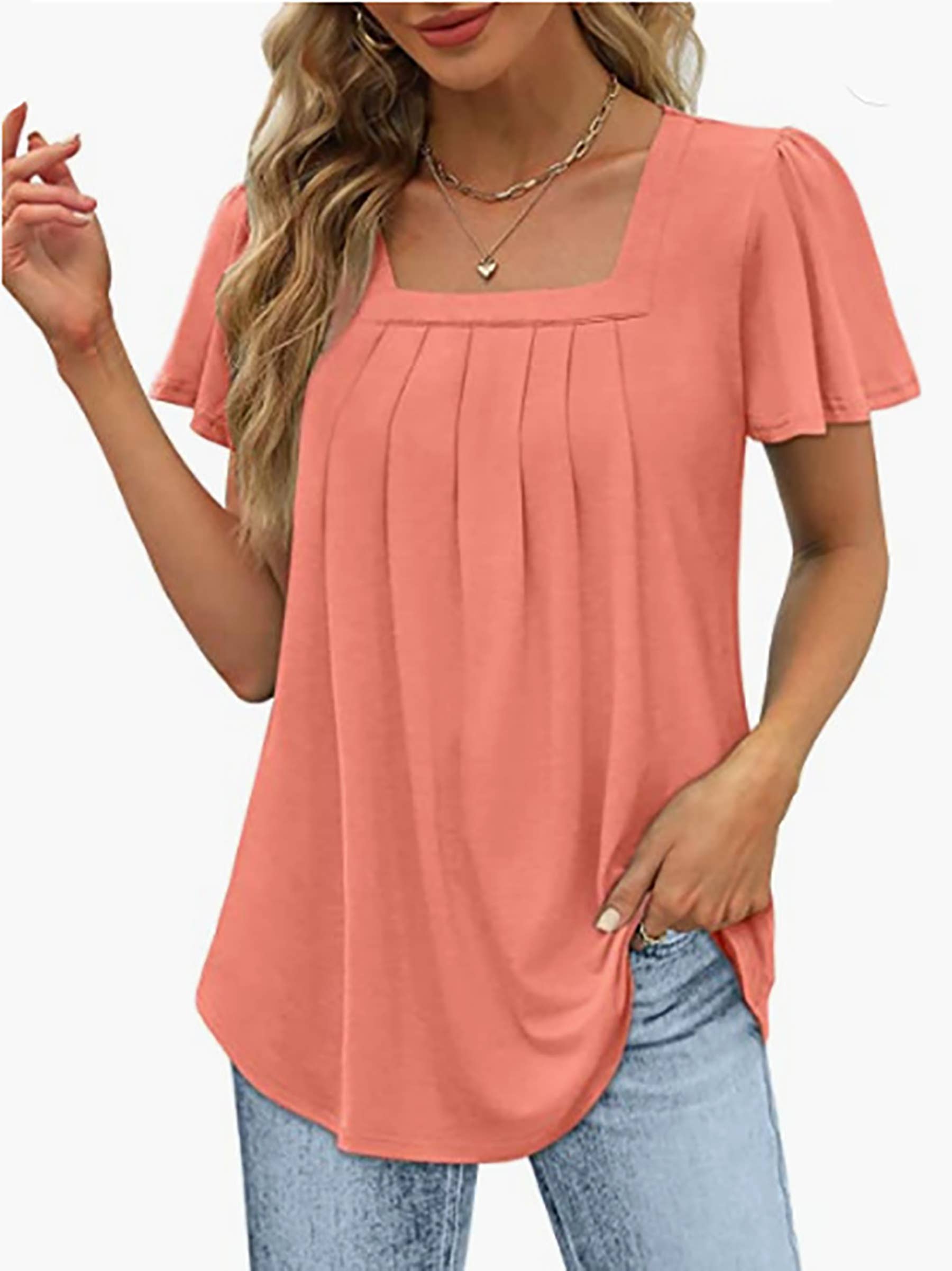 Women Dressy Casual Short Sleeve Summer Tops