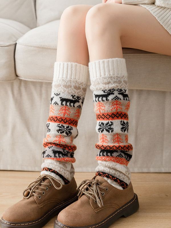 Knitting Keep Warm Printed Leg Warmers Accessories