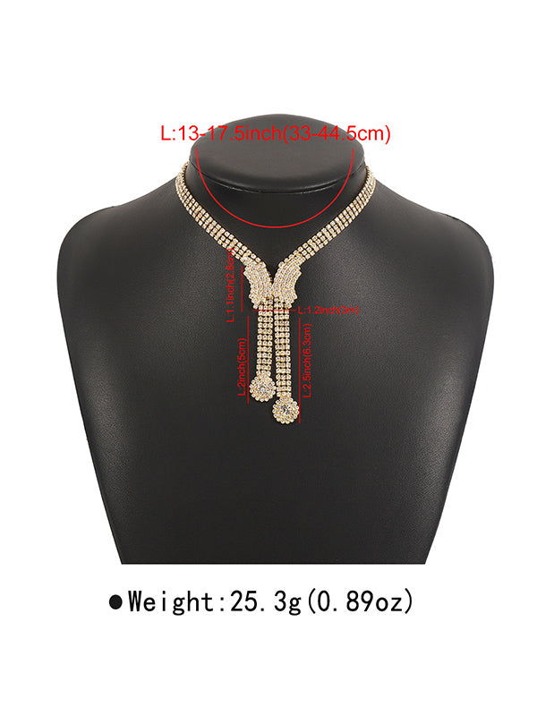 Butterfly Shape Geometric Rhine Stones Necklaces Accessories