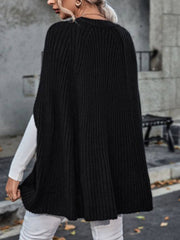 Round Neck Split Sleeves Cape Feel Casual Sweater For Women