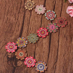 About 100Pcs Multi-Color Floral Pattern Buttons