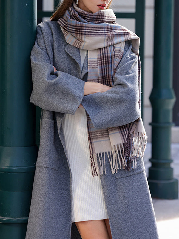 Keep Warm Plaid Tasseled Shawl&Scarf