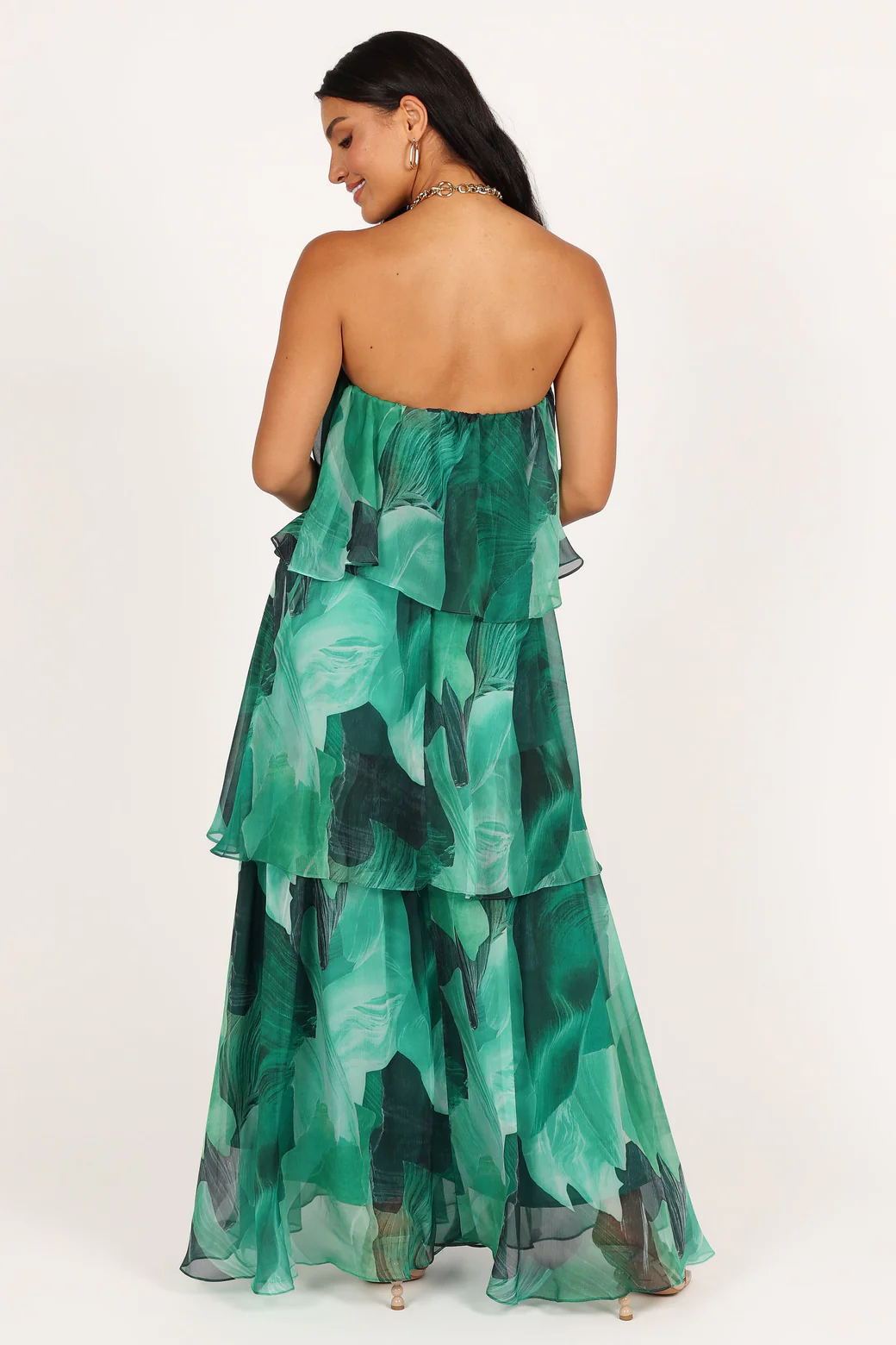 Elsie Printed Layered Strapless Maxi Dress