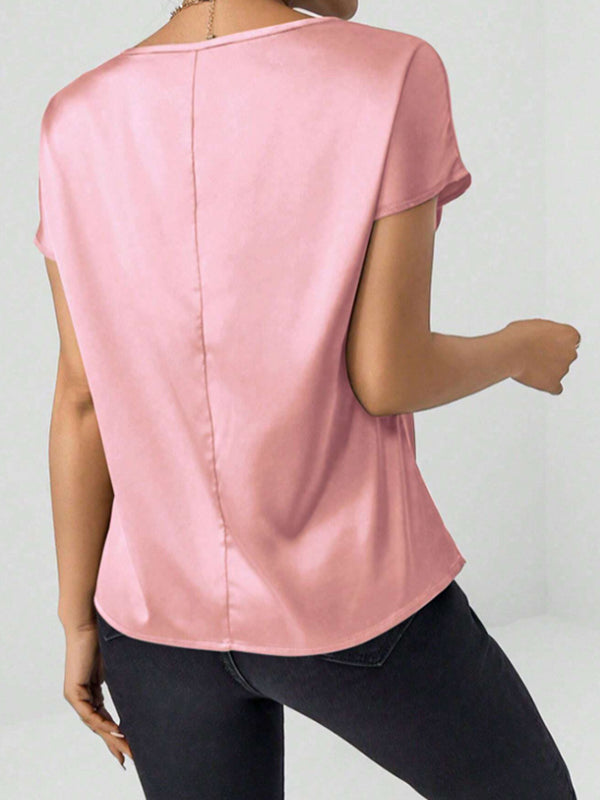 Batwing Sleeves Loose Solid Color Round-Neck T-Shirts Tops