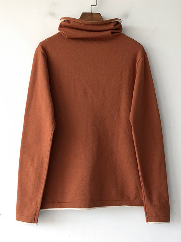 Casual Loose 8 Colors High-Neck Long Sleeves Knitwear