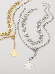 Chains Double Layered Geometric Star Shape Necklaces Accessories