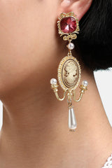 Cameo Queen Head Portrait Earrings