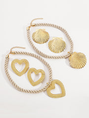 Heart Shape Drop Earrings + Necklaces Accessories