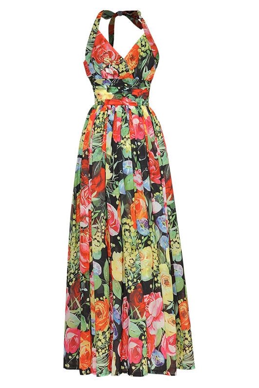 Bridget Printed Halterneck Maxi Dress