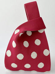 Contrast Color Polka-Dot Split-Joint Woven Bags Handbags